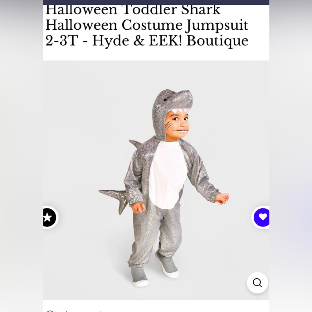 Hide and Eek toddler shark costume size 2-3T